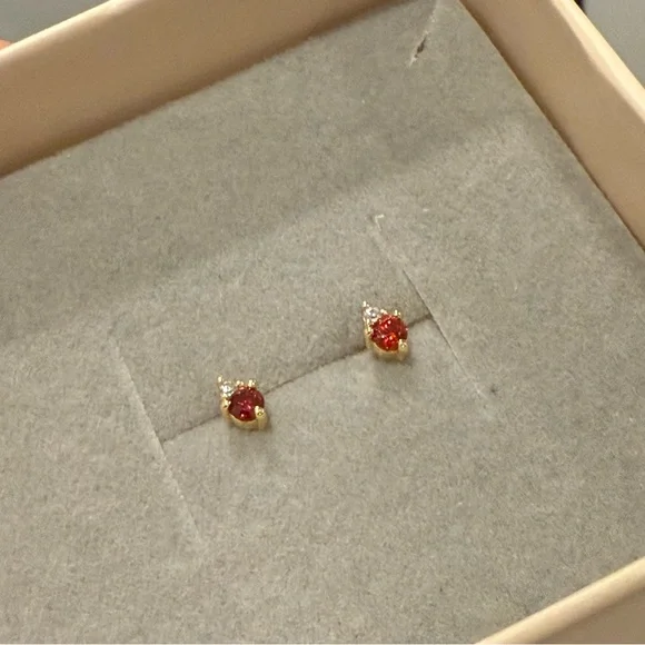 Garnet Stud Earrings - Picture 5 of 5